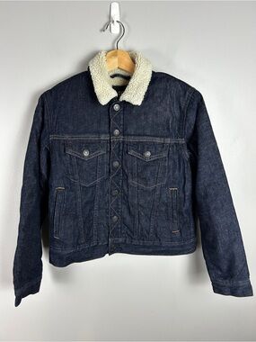 GAP Kids Sherpa Fleece Lined Denim Jacket XL 12 Sheepskin Unisex Fall Spring